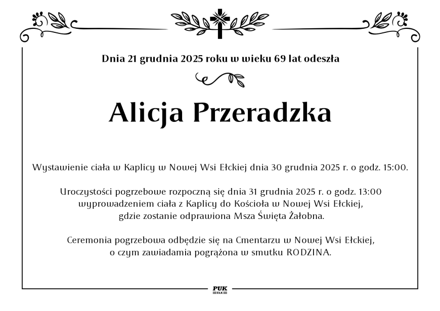 Alicja Przeradzka - nekrolog